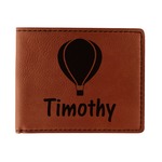 Watercolor Hot Air Balloons Leatherette Bifold Wallet (Personalized)