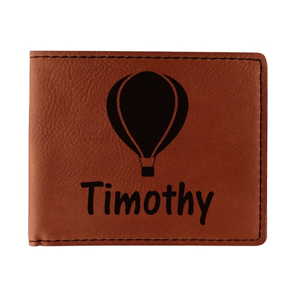 Custom Watercolor Hot Air Balloons Leatherette Bifold Wallet - Double Sided (Personalized)