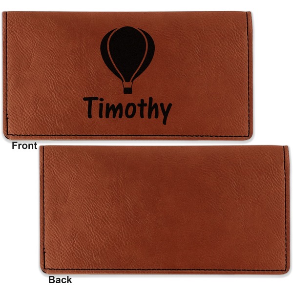 Watercolor Hot Air Balloons Leather Checkbook Holder Front and Back Single Sided - Apvl