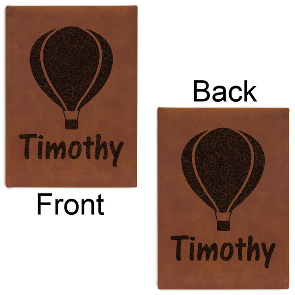 Watercolor Hot Air Balloons Leatherette Journals - Large - Double Sided - Front & Back View