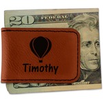 Watercolor Hot Air Balloons Leatherette Magnetic Money Clip - Double Sided (Personalized)