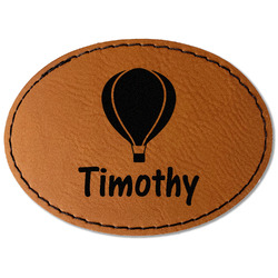 Watercolor Hot Air Balloons Faux Leather Iron On Patch - Oval (Personalized)