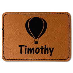 Watercolor Hot Air Balloons Faux Leather Iron On Patch - Rectangle (Personalized)