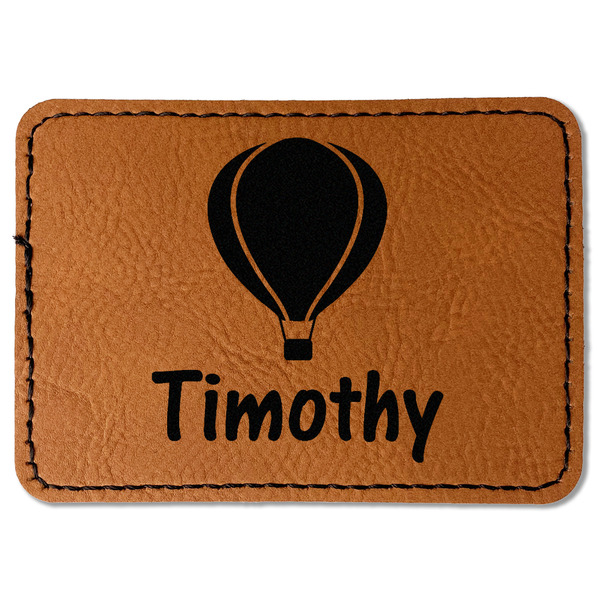 Custom Watercolor Hot Air Balloons Faux Leather Iron On Patch - Rectangle (Personalized)