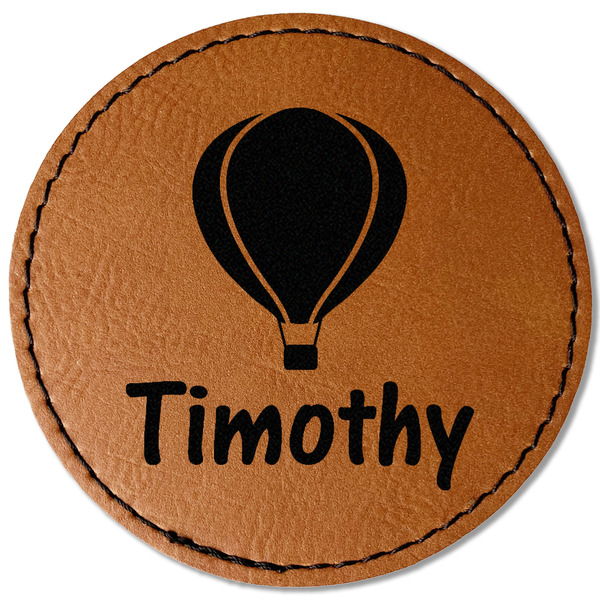 Custom Watercolor Hot Air Balloons Faux Leather Iron On Patch - Round (Personalized)