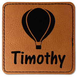 Watercolor Hot Air Balloons Faux Leather Iron On Patch - Square (Personalized)