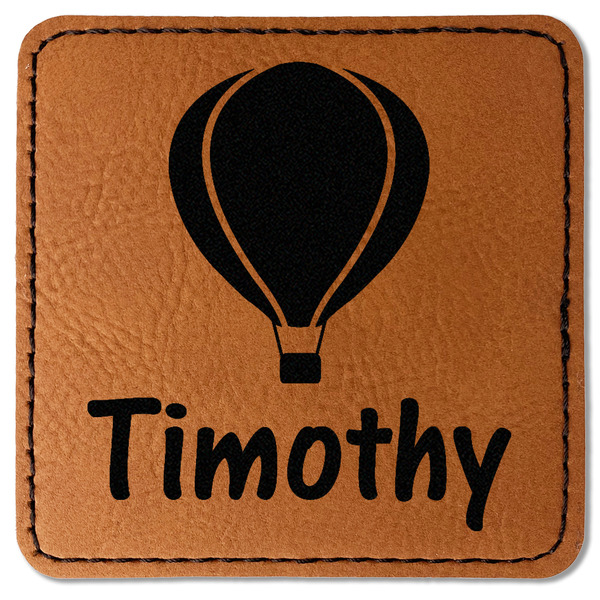 Custom Watercolor Hot Air Balloons Faux Leather Iron On Patch - Square (Personalized)