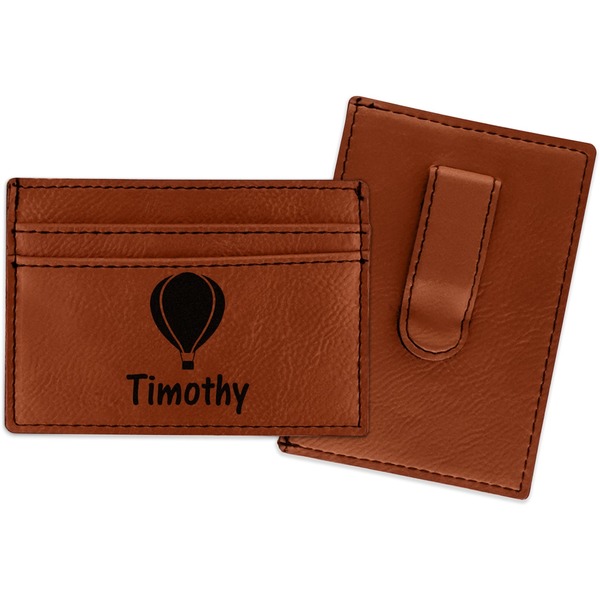Custom Watercolor Hot Air Balloons Leatherette Wallet with Money Clip (Personalized)