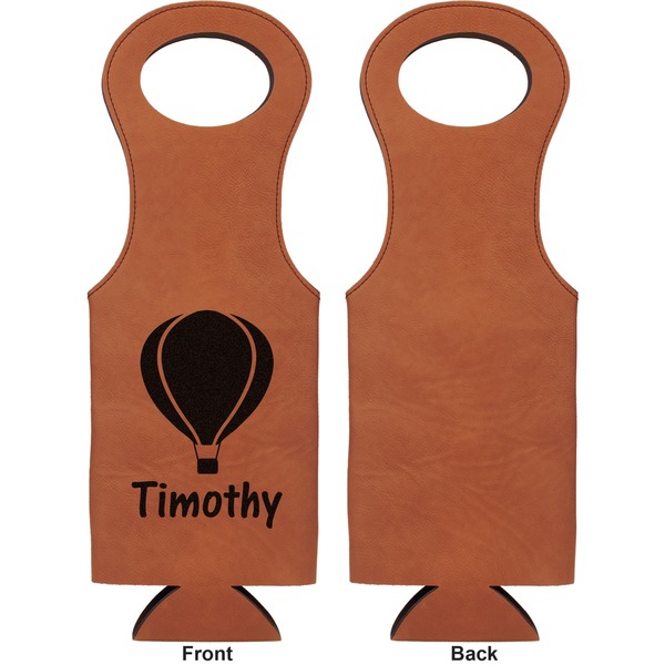 Watercolor Hot Air Balloons Leatherette Wine Tote Single Sided - Front and Back