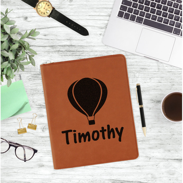 Watercolor Hot Air Balloons Leatherette Zipper Portfolio - Lifestyle Photo