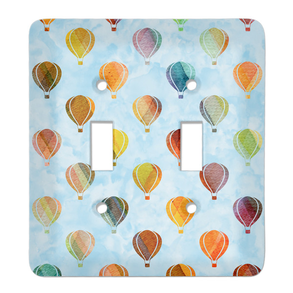 Custom Watercolor Hot Air Balloons Light Switch Cover (2 Toggle Plate)