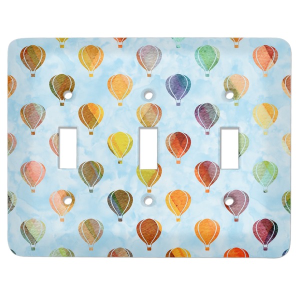 Custom Watercolor Hot Air Balloons Light Switch Cover (3 Toggle Plate)