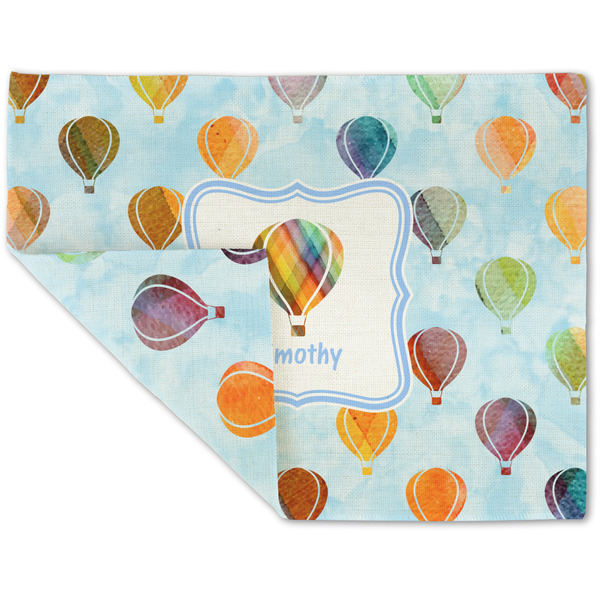 Custom Watercolor Hot Air Balloons Double-Sided Linen Placemat - Single w/ Name or Text