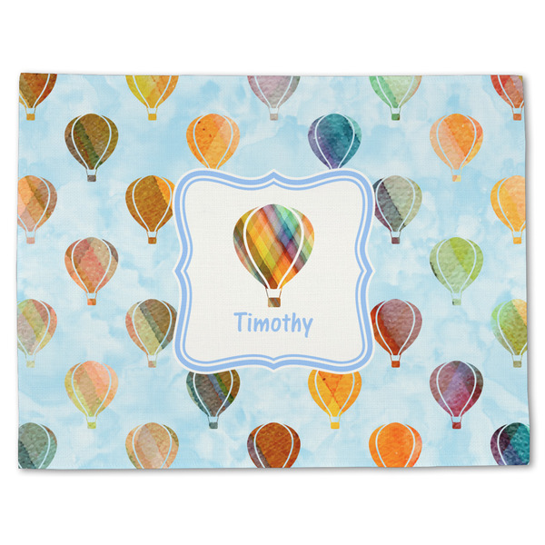 Custom Watercolor Hot Air Balloons Single-Sided Linen Placemat - Single w/ Name or Text