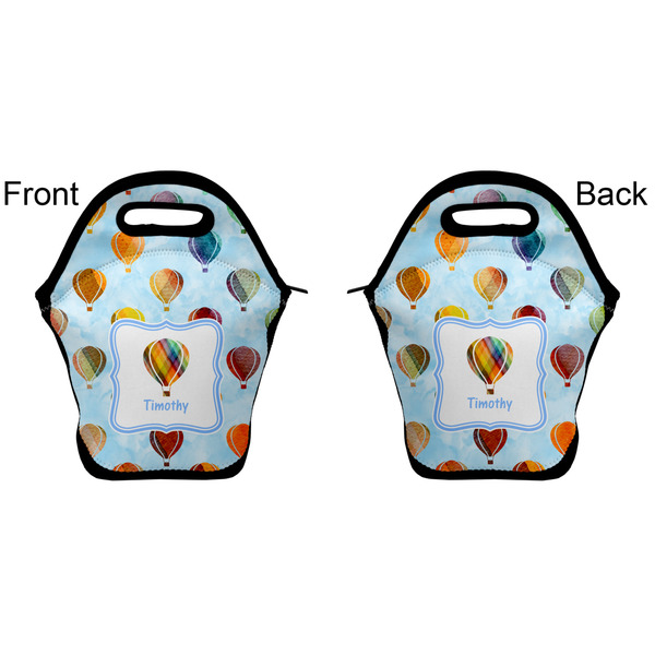 Watercolor Hot Air Balloons Lunch Bag - Front and Back