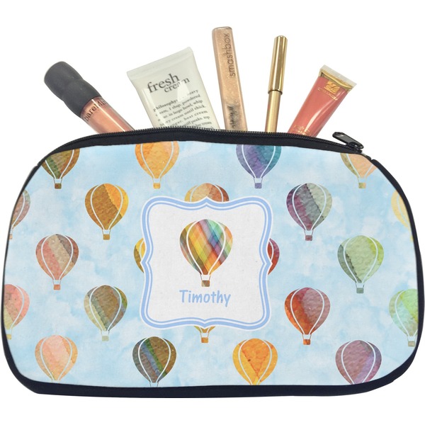 Custom Watercolor Hot Air Balloons Makeup / Cosmetic Bag - Medium (Personalized)