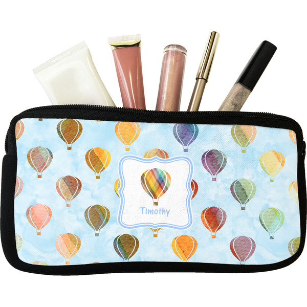 Custom Watercolor Hot Air Balloons Makeup / Cosmetic Bag - Small (Personalized)