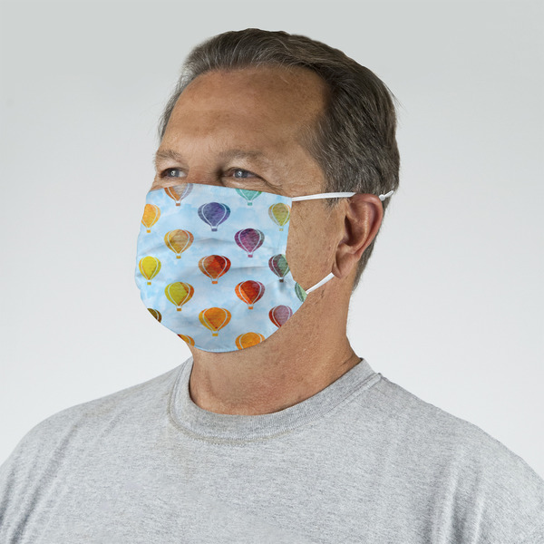 Watercolor Hot Air Balloons Mask - Quarter View on Guy