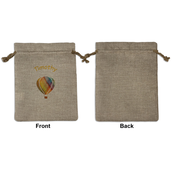 Watercolor Hot Air Balloons Medium Burlap Gift Bag - Front Approval