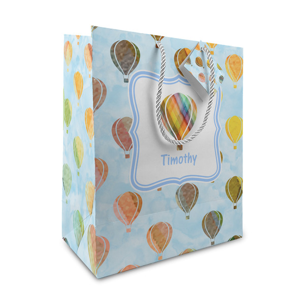 Custom Watercolor Hot Air Balloons Medium Gift Bag (Personalized)