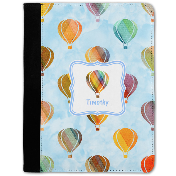 Custom Watercolor Hot Air Balloons Notebook Padfolio - Medium w/ Name or Text