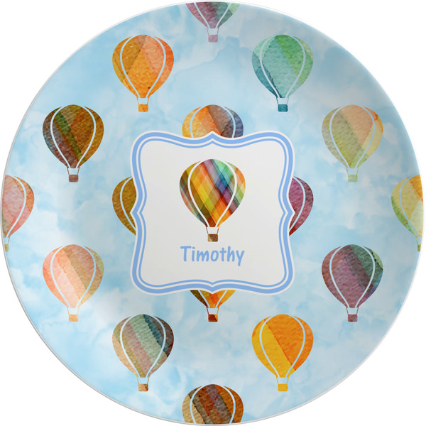 Custom Watercolor Hot Air Balloons Melamine Plate (Personalized)