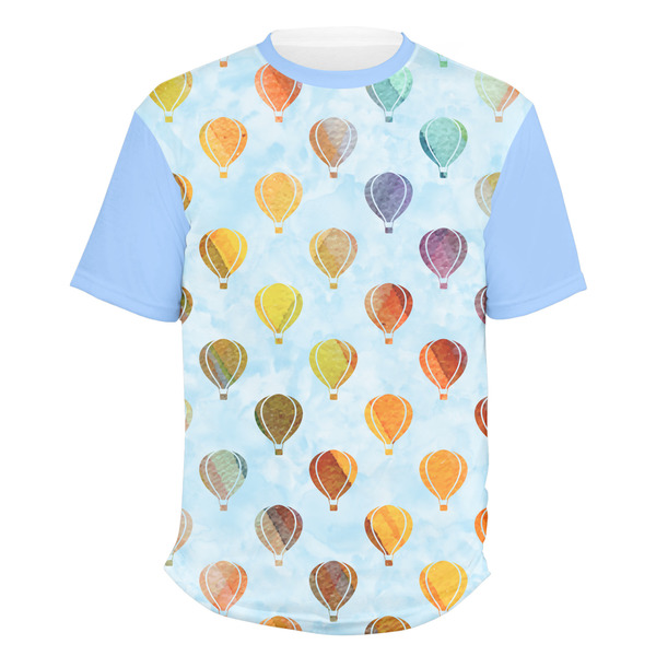 Custom Watercolor Hot Air Balloons Men's Crew T-Shirt - X Large