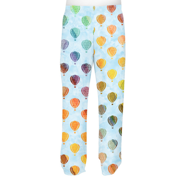 Watercolor Hot Air Balloons Men's Pjs Back - on model