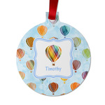 Watercolor Hot Air Balloons Metal Ball Ornament - Double Sided w/ Name or Text