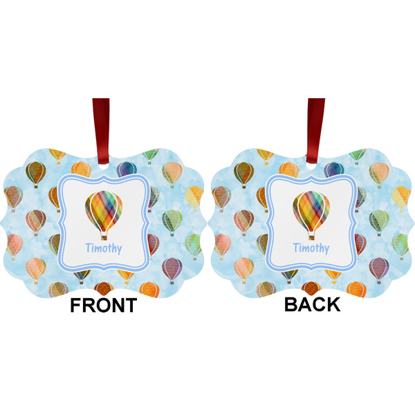 Watercolor Hot Air Balloons Metal Benilux Ornament - Front and Back (APPROVAL)