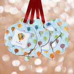 Watercolor Hot Air Balloons Metal Ornaments - Double Sided w/ Name or Text