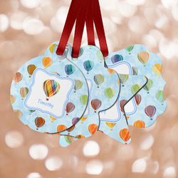 Watercolor Hot Air Balloons Metal Ornaments - Double Sided w/ Name or Text