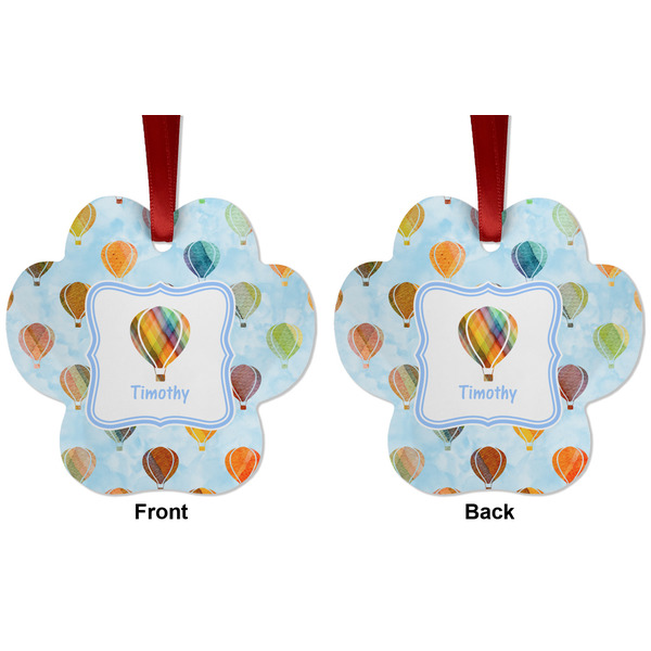 Watercolor Hot Air Balloons Metal Paw Ornament - Front and Back