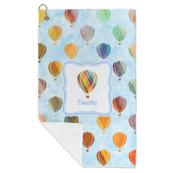 Watercolor Hot Air Balloons Microfiber Golf Towels - FOLD