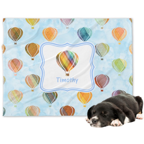 Custom Watercolor Hot Air Balloons Dog Blanket - Large (Personalized)