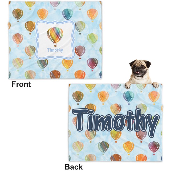 Watercolor Hot Air Balloons Microfleece Dog Blanket - Large- Front & Back