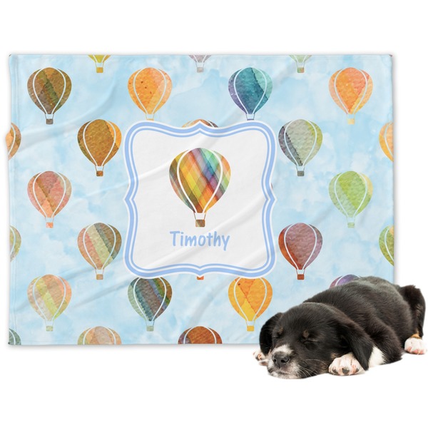 Custom Watercolor Hot Air Balloons Dog Blanket (Personalized)