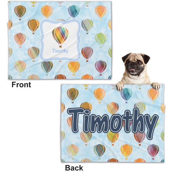Watercolor Hot Air Balloons Microfleece Dog Blanket - Regular - Front & Back