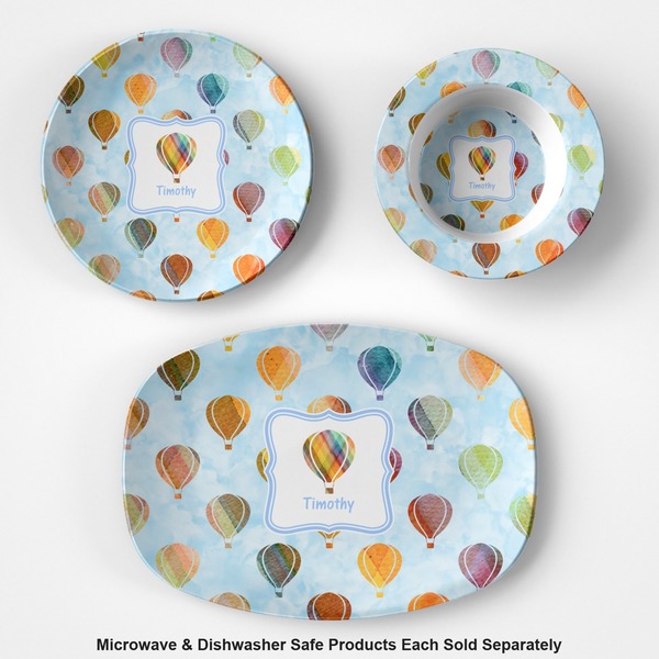Watercolor Hot Air Balloons Microwave & Dishwasher Safe CP Plastic Dishware - Group