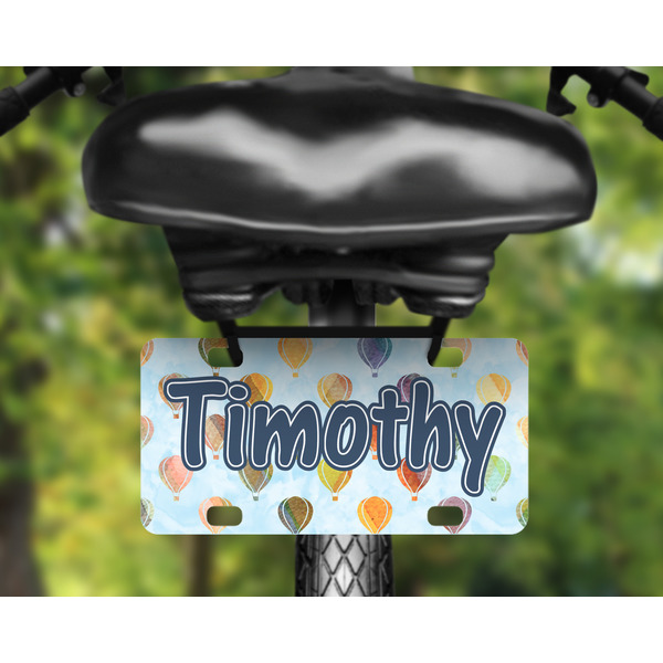 Watercolor Hot Air Balloons Mini License Plate on Bicycle