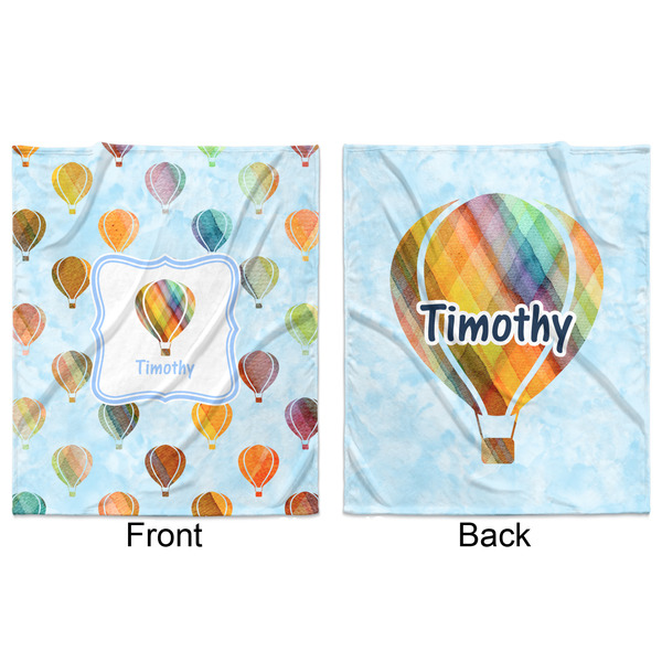 Watercolor Hot Air Balloons Minky Blanket - 50"x60" - Double Sided - Front & Back