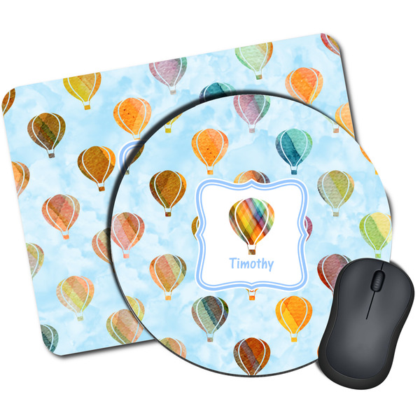 Custom Watercolor Hot Air Balloons Mouse Pad (Personalized)