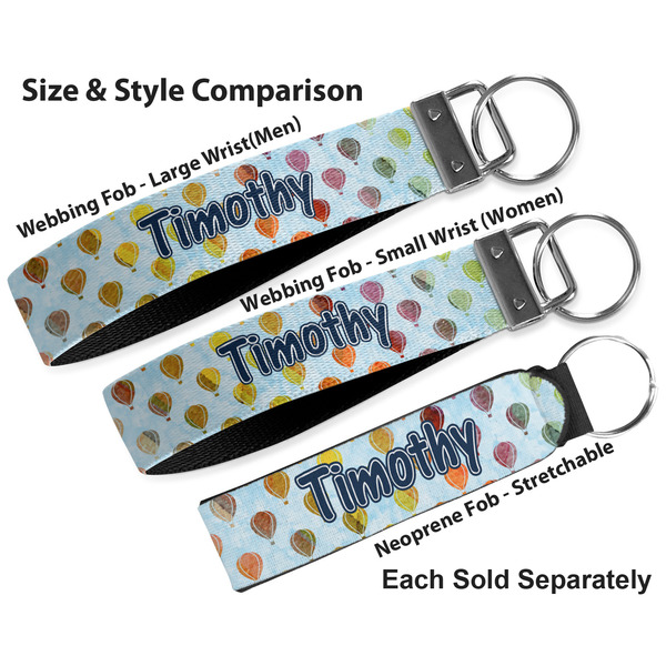 Watercolor Hot Air Balloons Multiple Key Ring comparison sizes