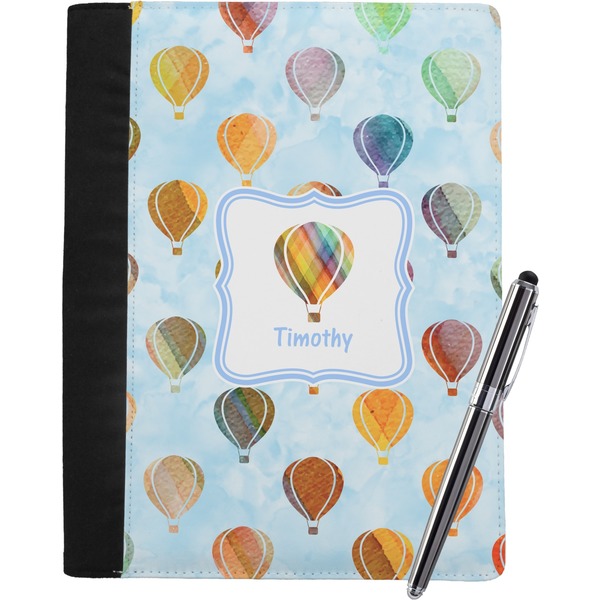Custom Watercolor Hot Air Balloons Notebook Padfolio - Large w/ Name or Text
