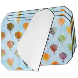 Watercolor Hot Air Balloons Dining Table Mat - Octagon - Set of 4 (Single-Sided) w/ Name or Text