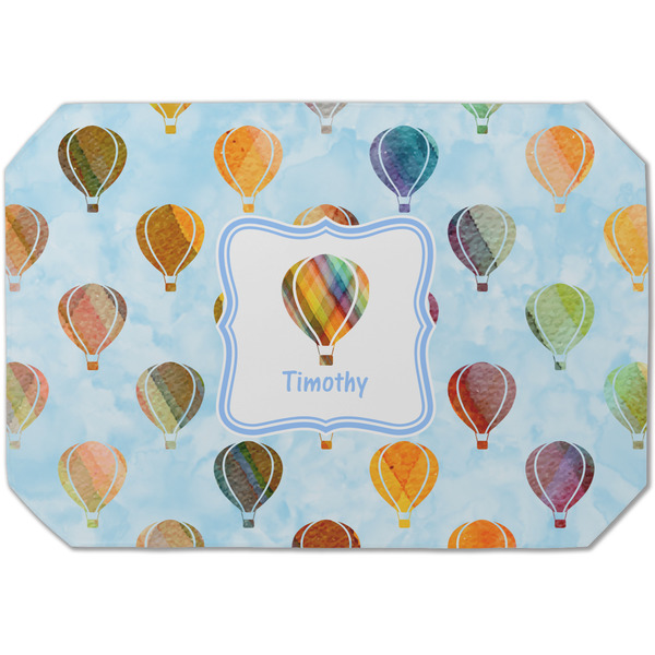 Custom Watercolor Hot Air Balloons Dining Table Mat - Octagon (Single-Sided) w/ Name or Text