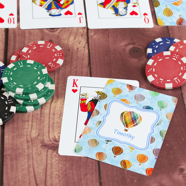Watercolor Hot Air Balloons On Table with Poker Chips