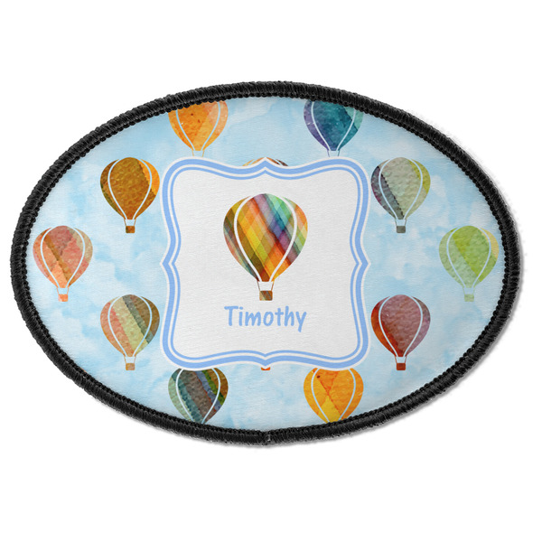 Custom Watercolor Hot Air Balloons Iron On Oval Patch w/ Name or Text
