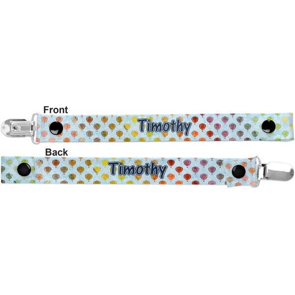 Watercolor Hot Air Balloons Pacifier Clip - Front and Back