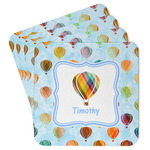 Watercolor Hot Air Balloons Paper Coasters w/ Name or Text